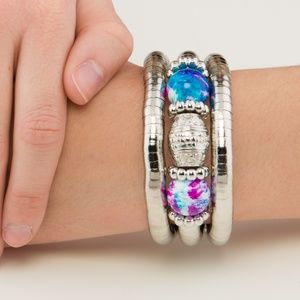 Purple, Pink, Blue & Silver Wrapped Cuff Bracelet